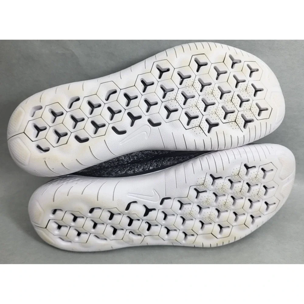 Nike Womens Sz 7.5 Free Run Flyknit 2018 942839-101 Gray Running Shoes Sneakers